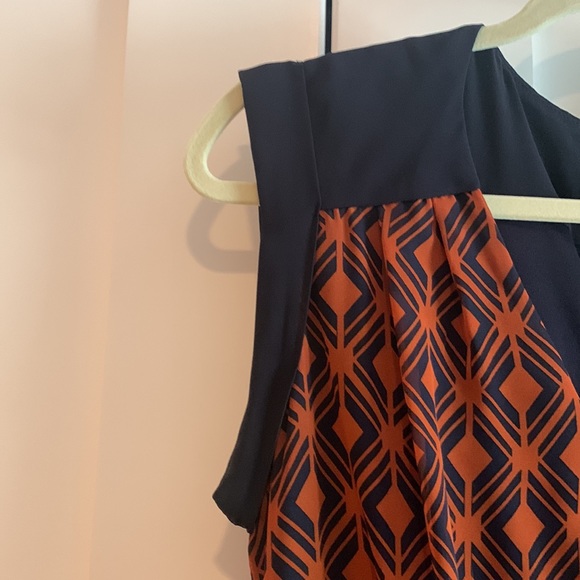 EnFocus Blue and Rust Tank Dress with Elastic Waist, size 10 - Picture 3 of 7